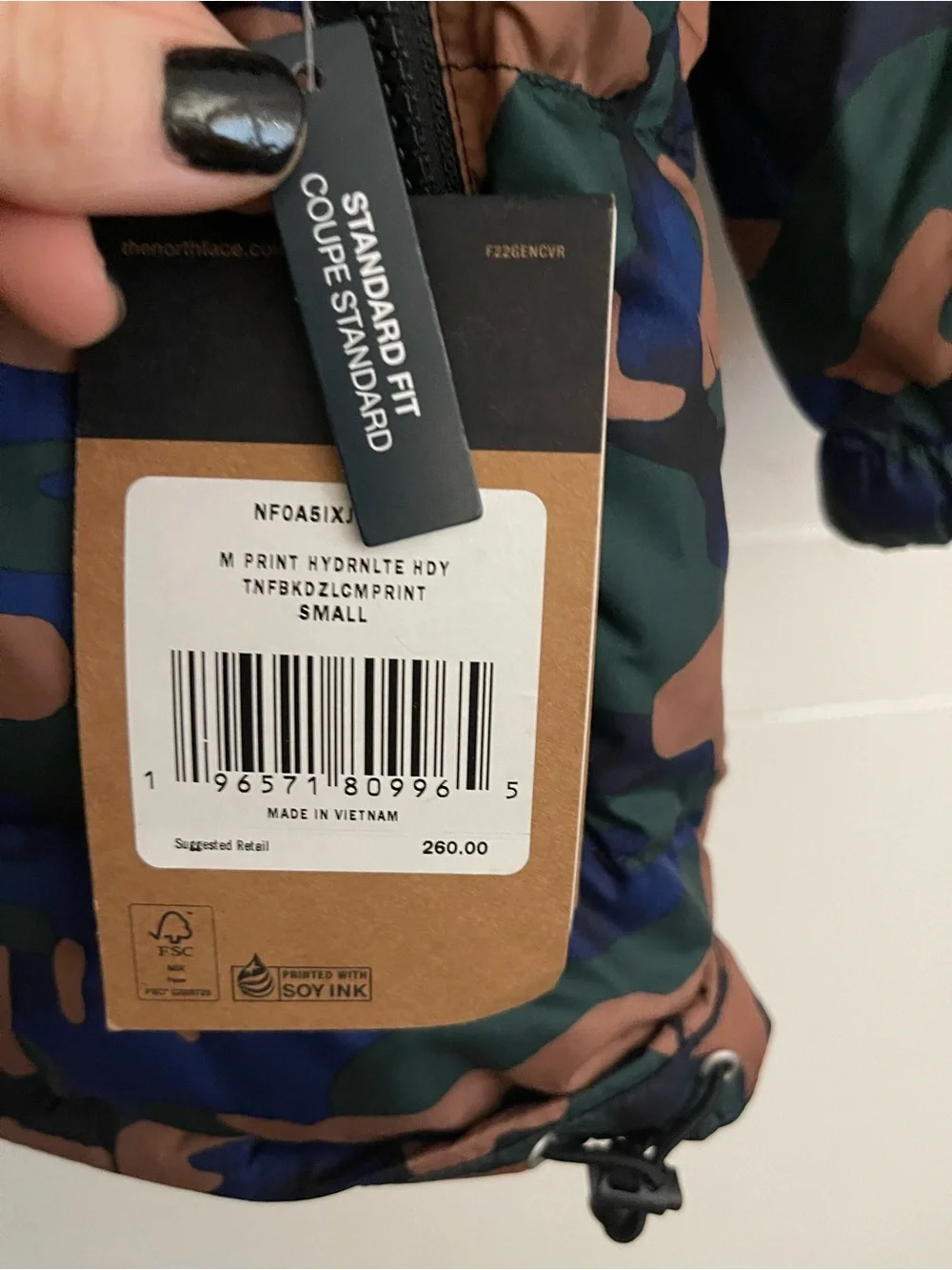The North Face Camo Puffer Jacket in Brown, Green & Blue